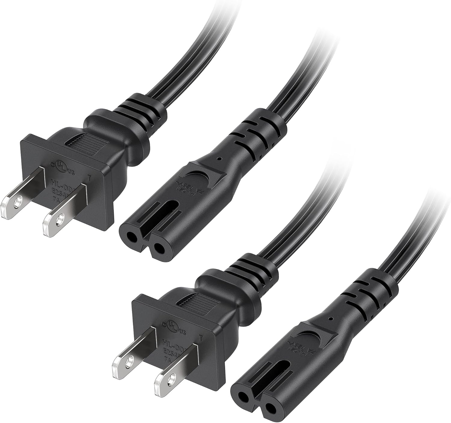 [UL Listed] Cable Matters 2-Pack 2 Prong TV Power Cord - 10ft, AC Power Cord, Non Polarized (NEMA 1-15P to IEC C7), Compatible with Samsung LG Sony Insignia TCL Sharp Toshiba Hisense TV PS4 PS5