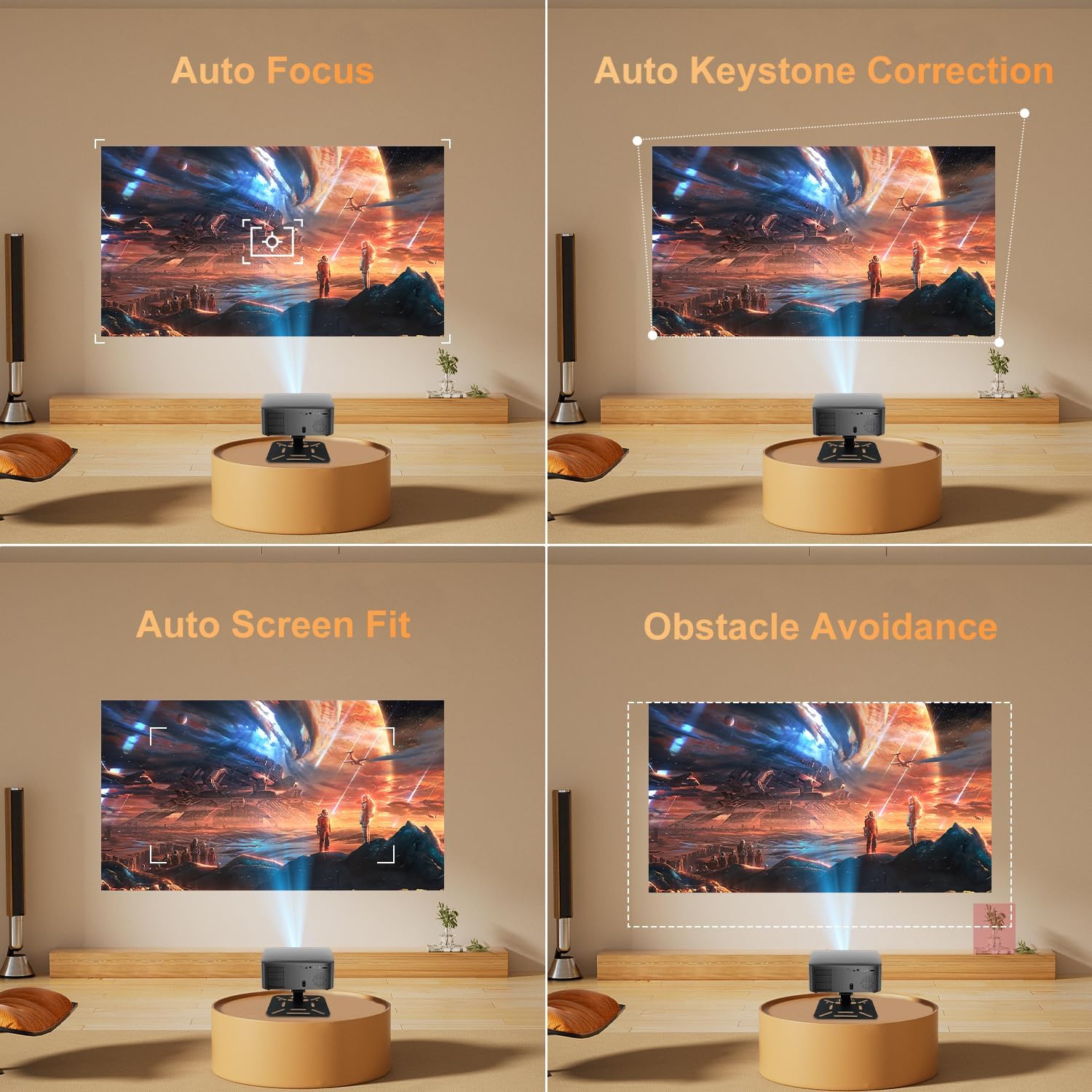 الأصلي - جهاز عرض صغير ذكي 4k+، 12000 لومن اصلي 1080P، تركيز ت... - view 7