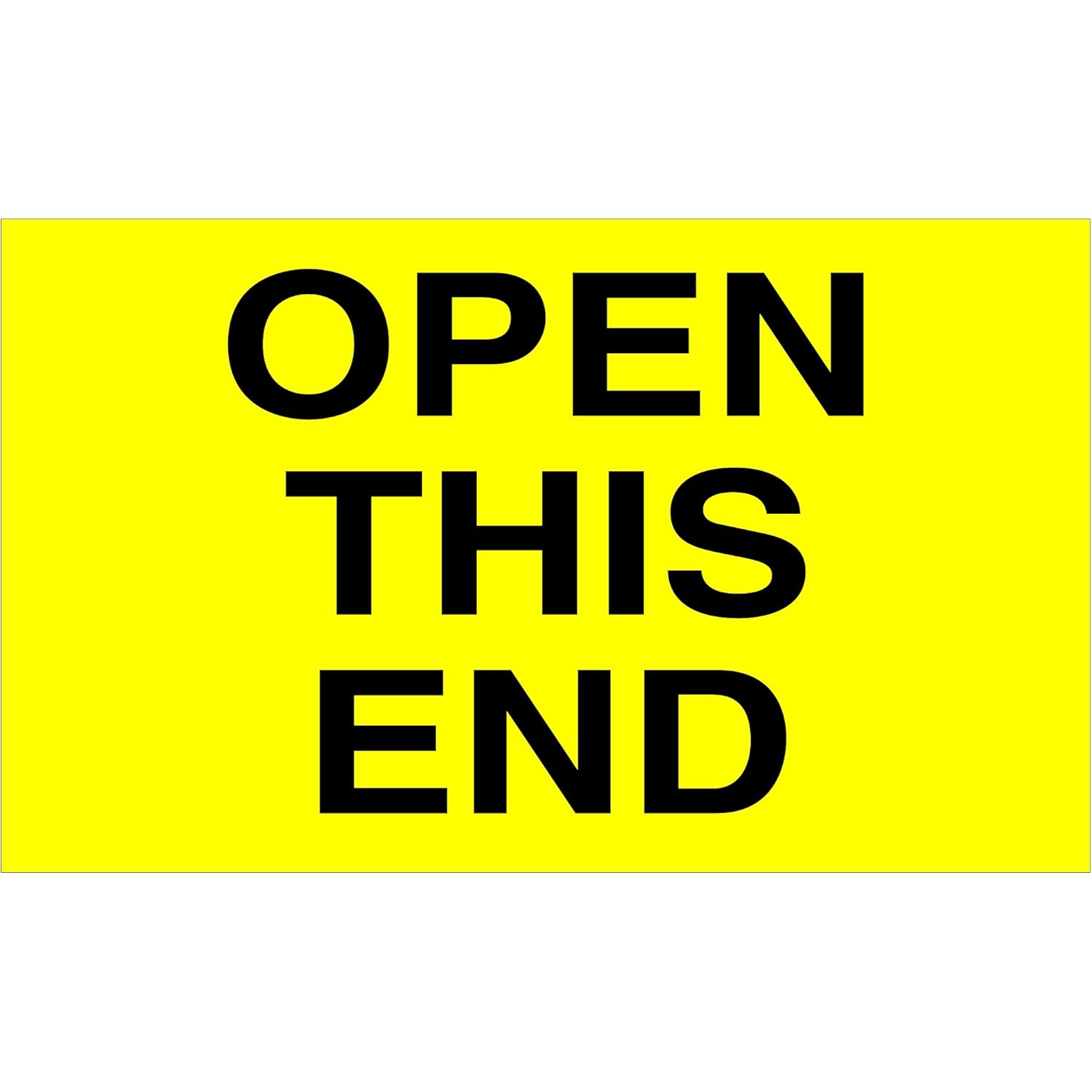 Partners Brand PDL2761 Tape Logic Labels, "Open This End", 3" x 5", Fluorescent Yellow (Pack of 500)