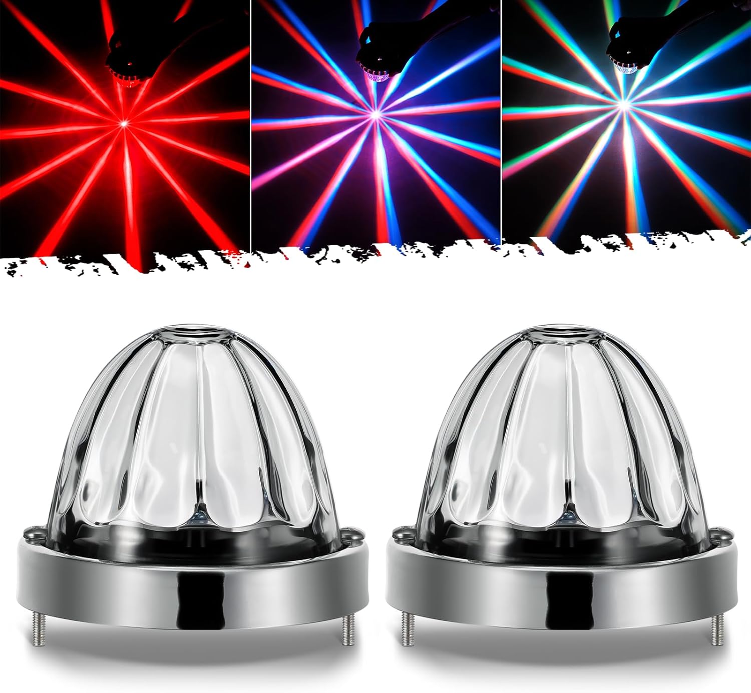 Partsam 2Pcs Multi-Color Glass Lens Watermelon Lights Suitable for 10-30V Vehicles, Semi Trucks, Trucks, Pickup, Off-road, Aluminum Alloy Base, IP65 Waterproof