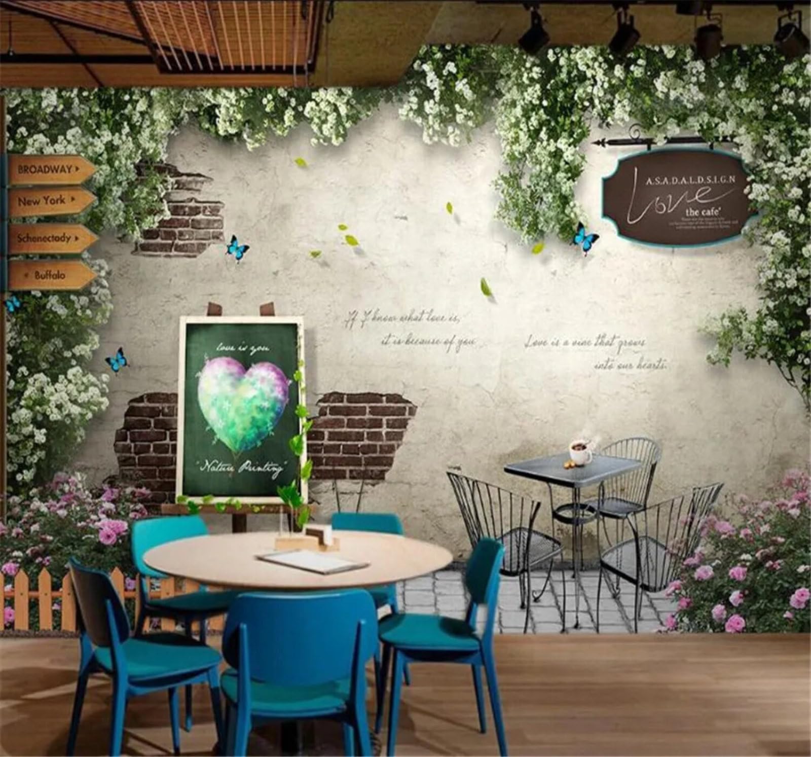Tzxztt Vintage Brick Wall Beautiful Roses Vines Modern 3D Wallpaper Premium Textured Silk Neutral Tones Material Ideal for Living Room Bedroom-250cm×170cm