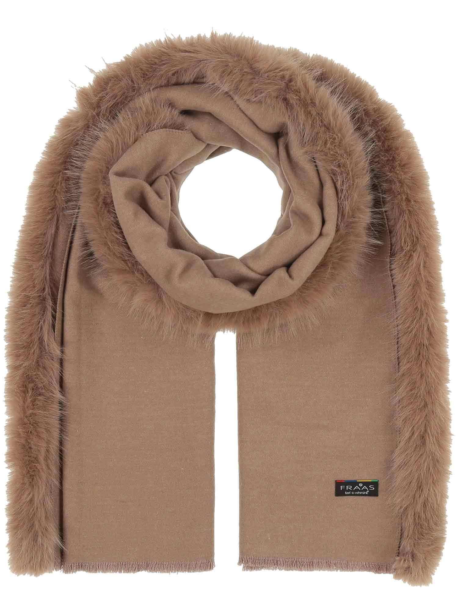 FRAAS Poncho | 60 x 180 cm | Mit Kunstfell-Rand | für Damen | Elegant und perfekt für Herbst und Winter