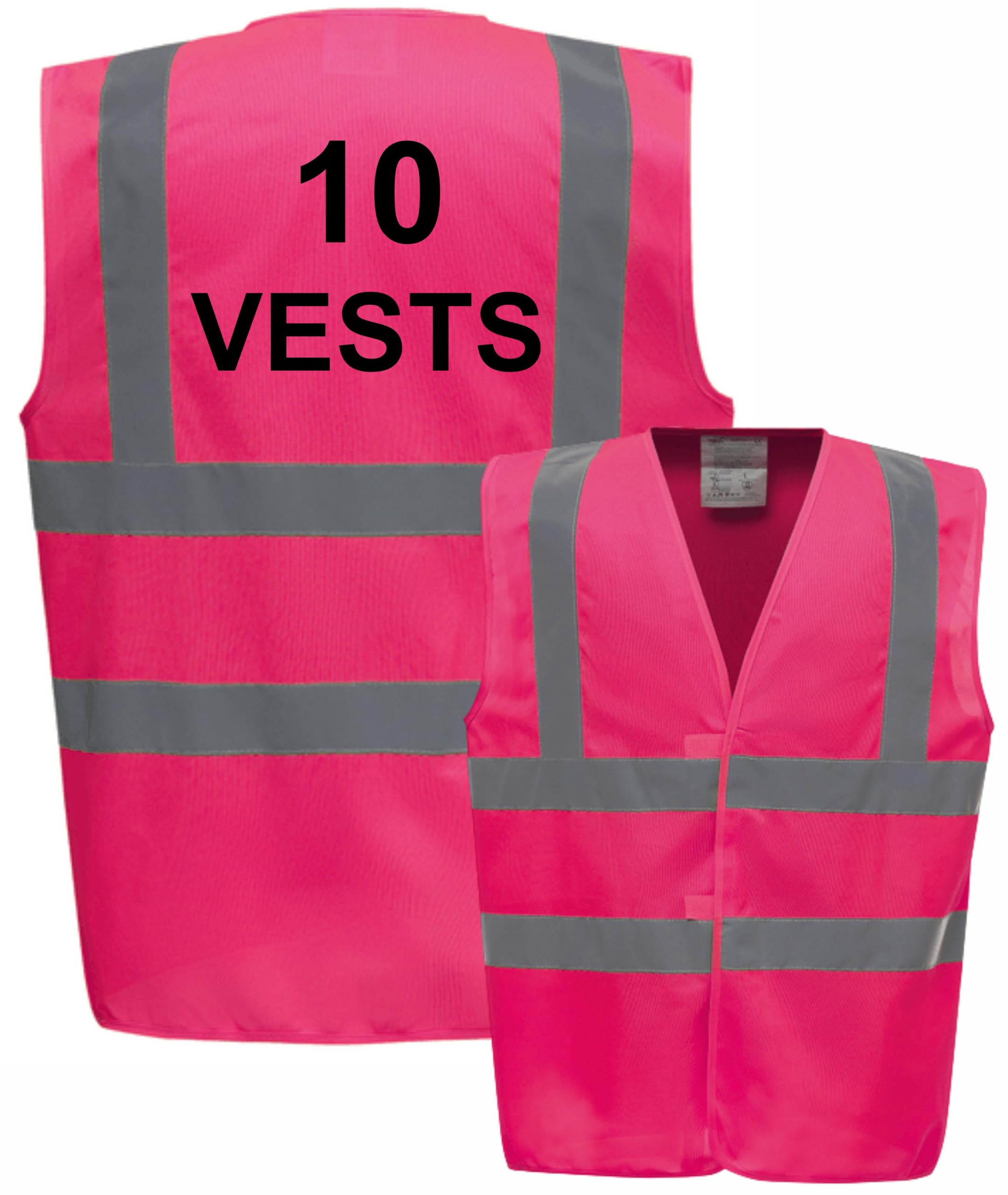 10 Pink Hi Vis Safety Vests, Bulk Discounts, Events, Shows, Concerts, Brook Hi Vis Vest