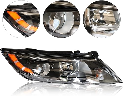 Miniatura 2 de OUKANING - Para 2014-2015 Kia Optima Proyector Halógeno Faro Delantero Reemplazo de Pasajero Lado Derecho, Carcasa Negra Lente Transparente (USA