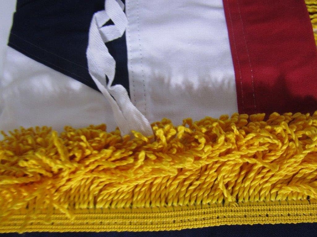 AES 3x5 Embroidered UK United Kingdom British Sleeve Fringe 100% Cotton Flag 3'x5' House Banner Double Stitched Fade Resistant Premium Quality