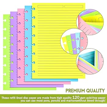 Amazon.com : MotBach 100 Sheets Junior Size Discbound Lined