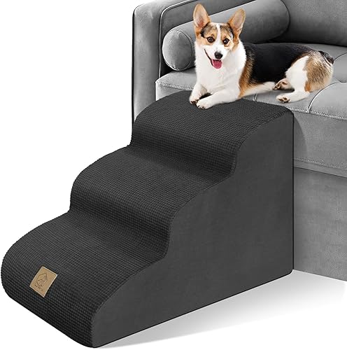 Miniatura 7 de Mestuel Escaleras para perros pequeños, escaleras para mascotas para sofá y cama, rampa para perros para interiores con espuma de alta densidad y