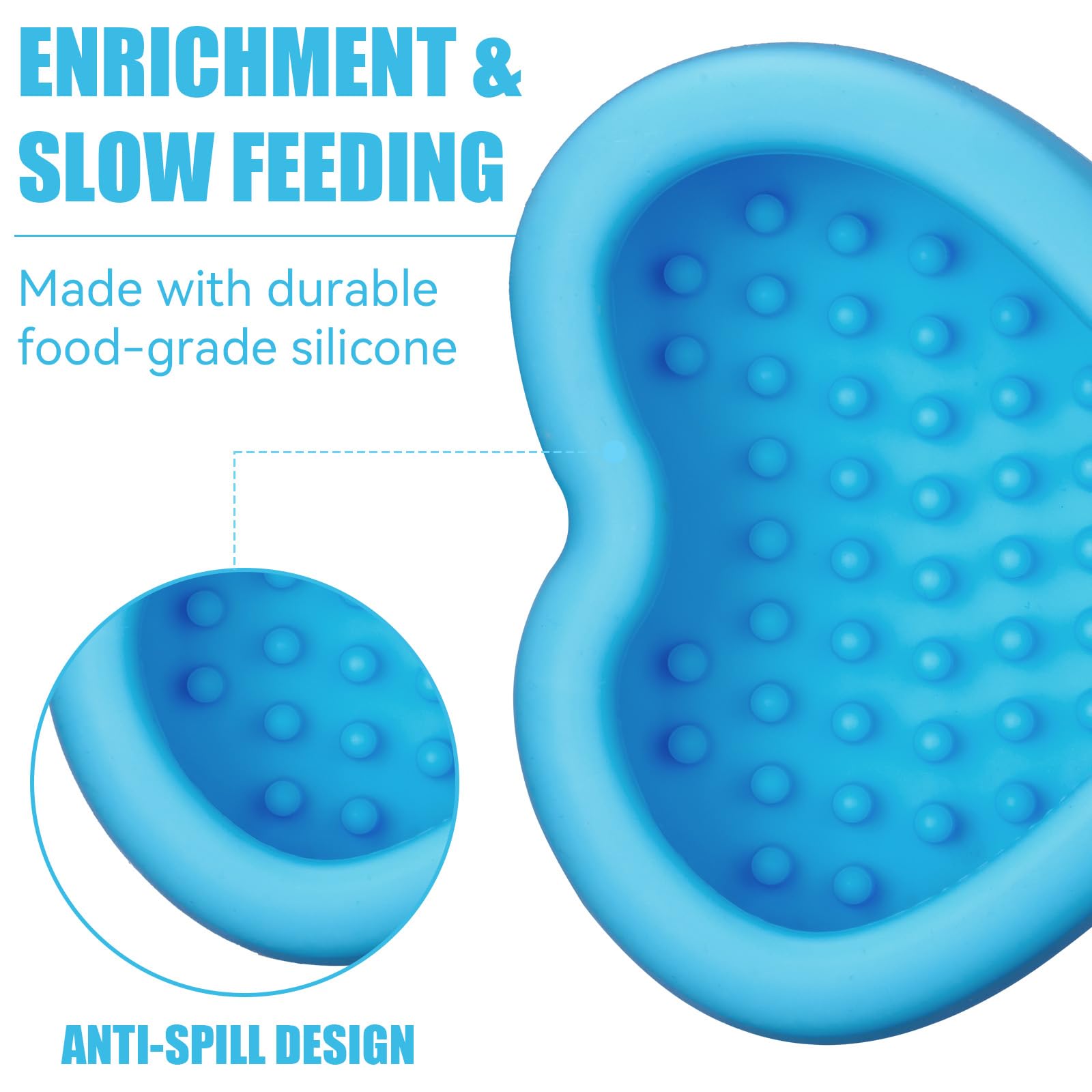 Tappetino per leccare cani, anti-fuoriuscite, con papillon, per alleviare l'ansia, in silicone, con ventose, giocattolo congelabile per l'arricchimento del cane (azzurro, L)