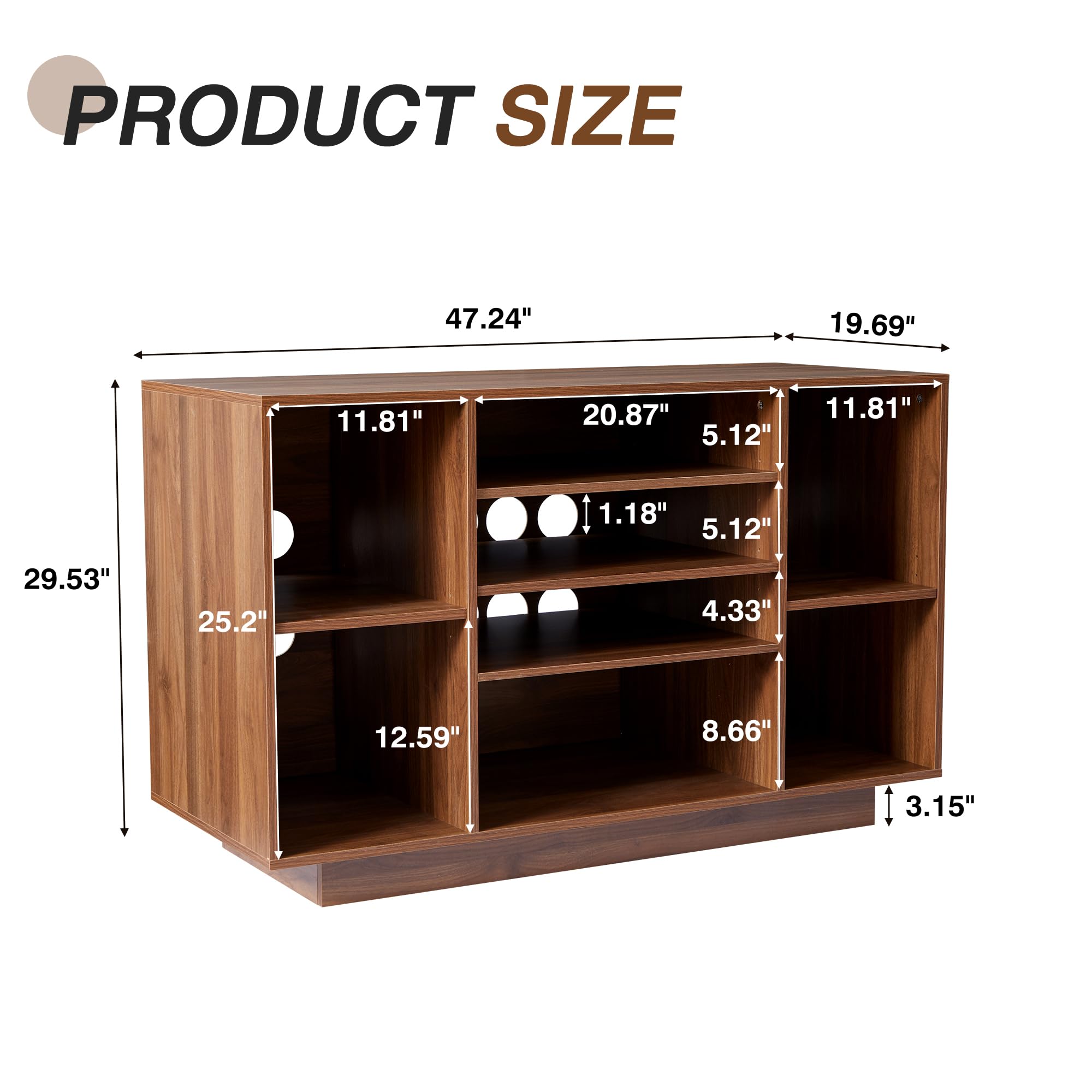 AV Rack With Glass Doors Adjustable Shelves ELECWISH Media Storage ...