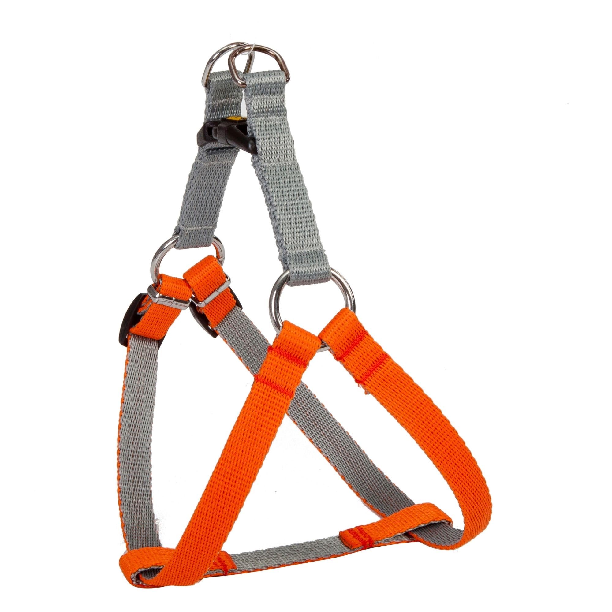 Dingo Dog Harness with Plastic Buckle Easy Wearing, Handmade of Material Orange, Silver Contrast 94664, 40