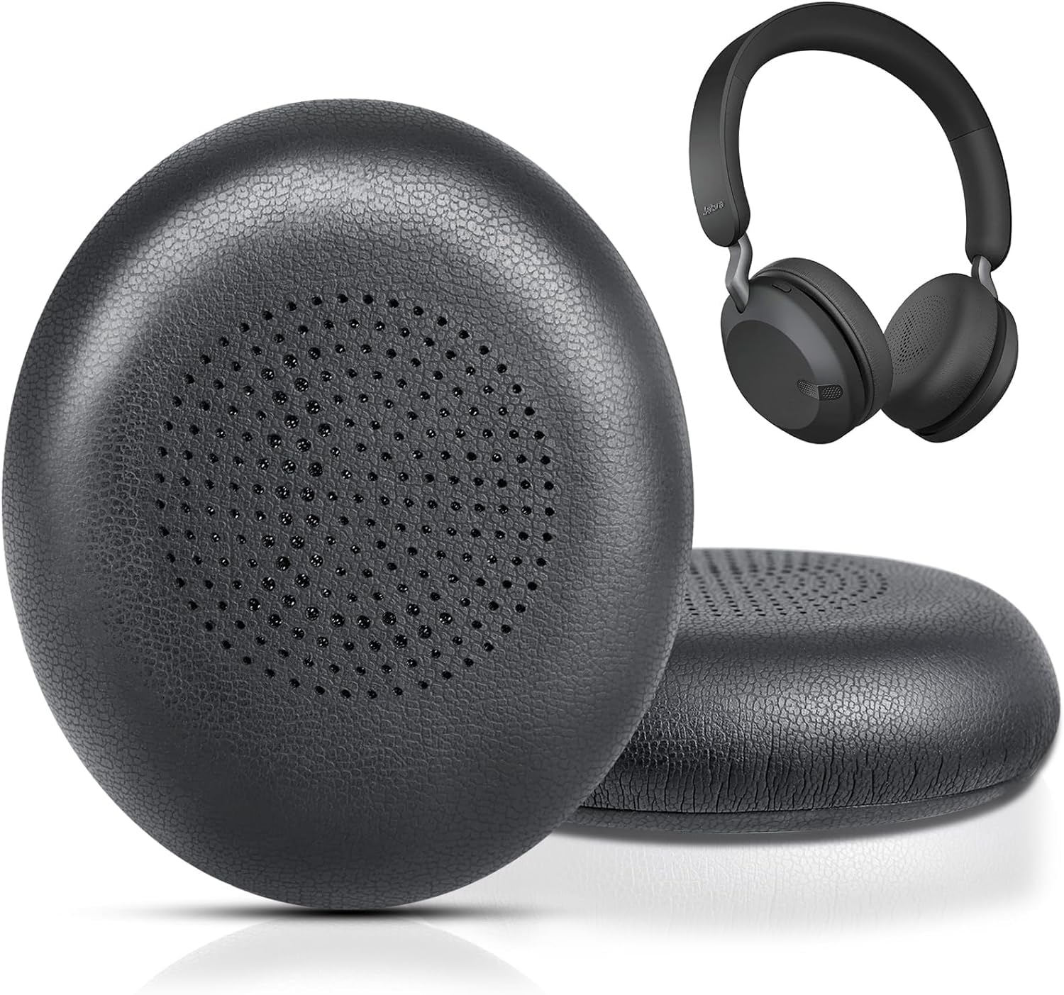 Ear Pads Cushion Compatible with Jabra Evolve2 65 (65MS 65UC USB)/Evolve2 40 (40UC 40MS USB)/Elite 45h On-Ear Wireless Headphones, Soft Protein Leather, Noise Isolating Memory Foam Earpads