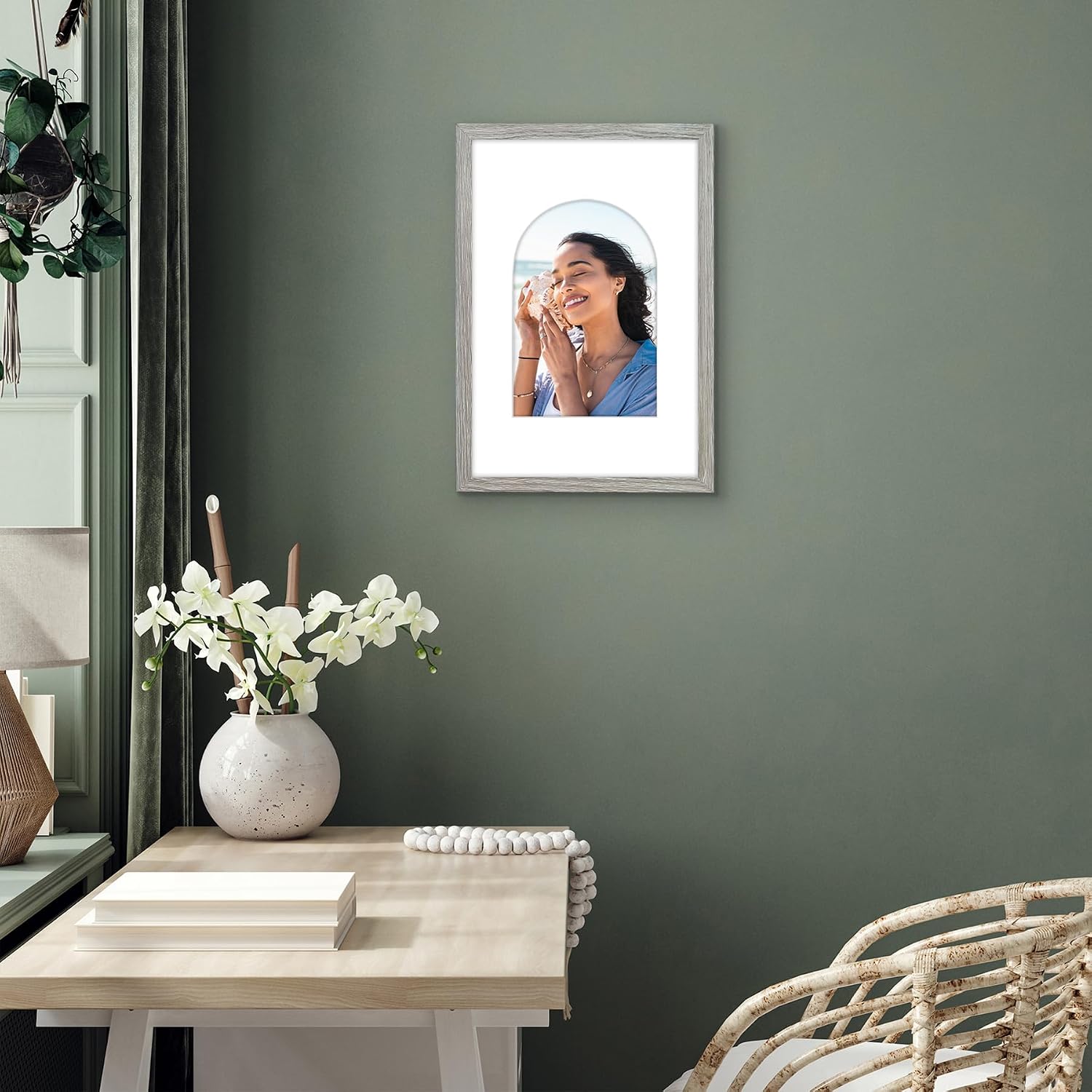 Americanflat 8x12 Picture Frame with Arch Mat Insert and Shatter-Resistant Glass - Signature Collection - Designer Photo Frames for Wall Display - 12x18 Poster Frame without Mat - Driftwood