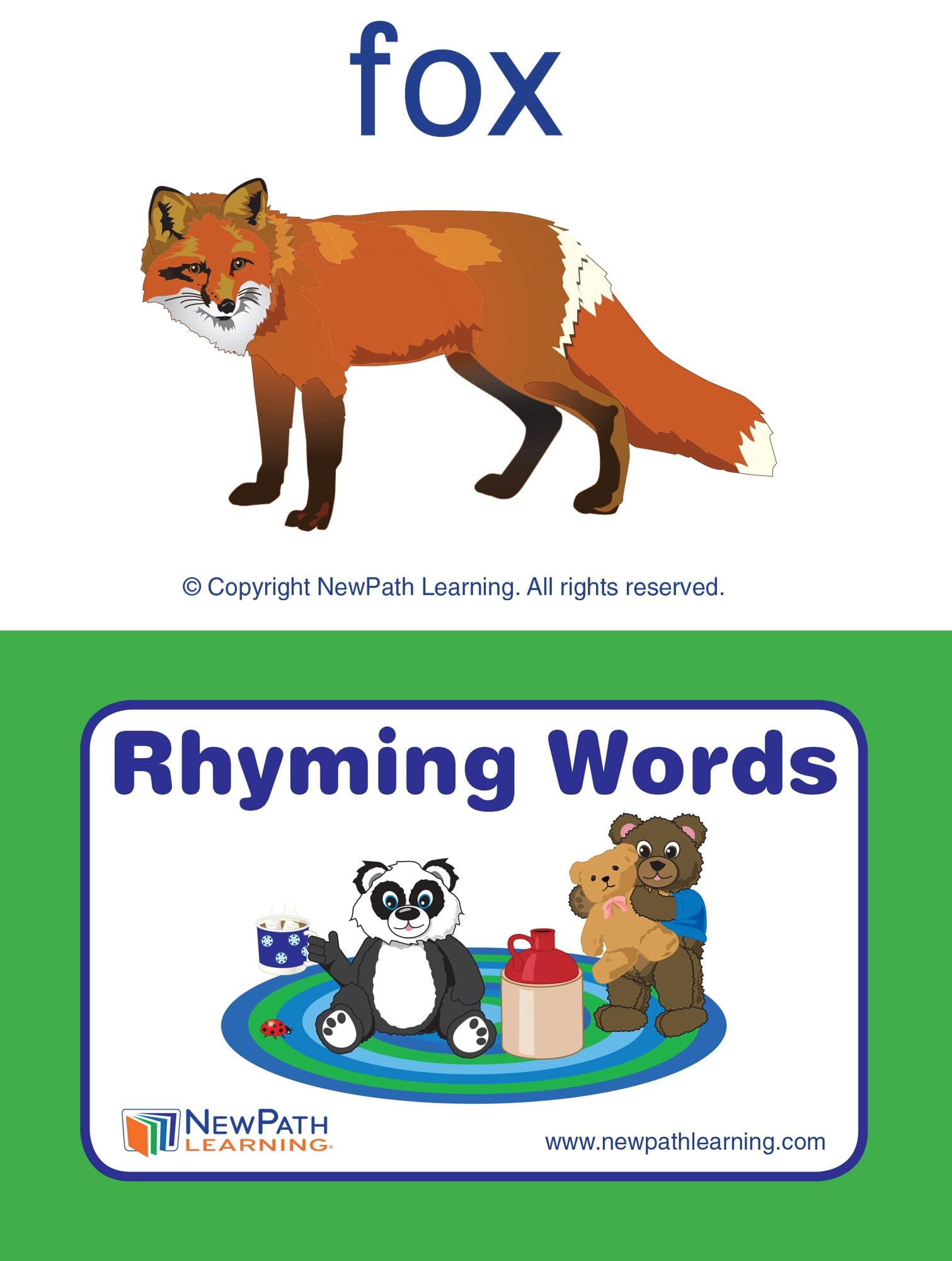 Rhyming Words Learning Center (Grades K - 1) - Gameboard, Illustrated Game Cards, Flash Cards and Activity Guide for 4 Students in Durable Pouch - Image 3