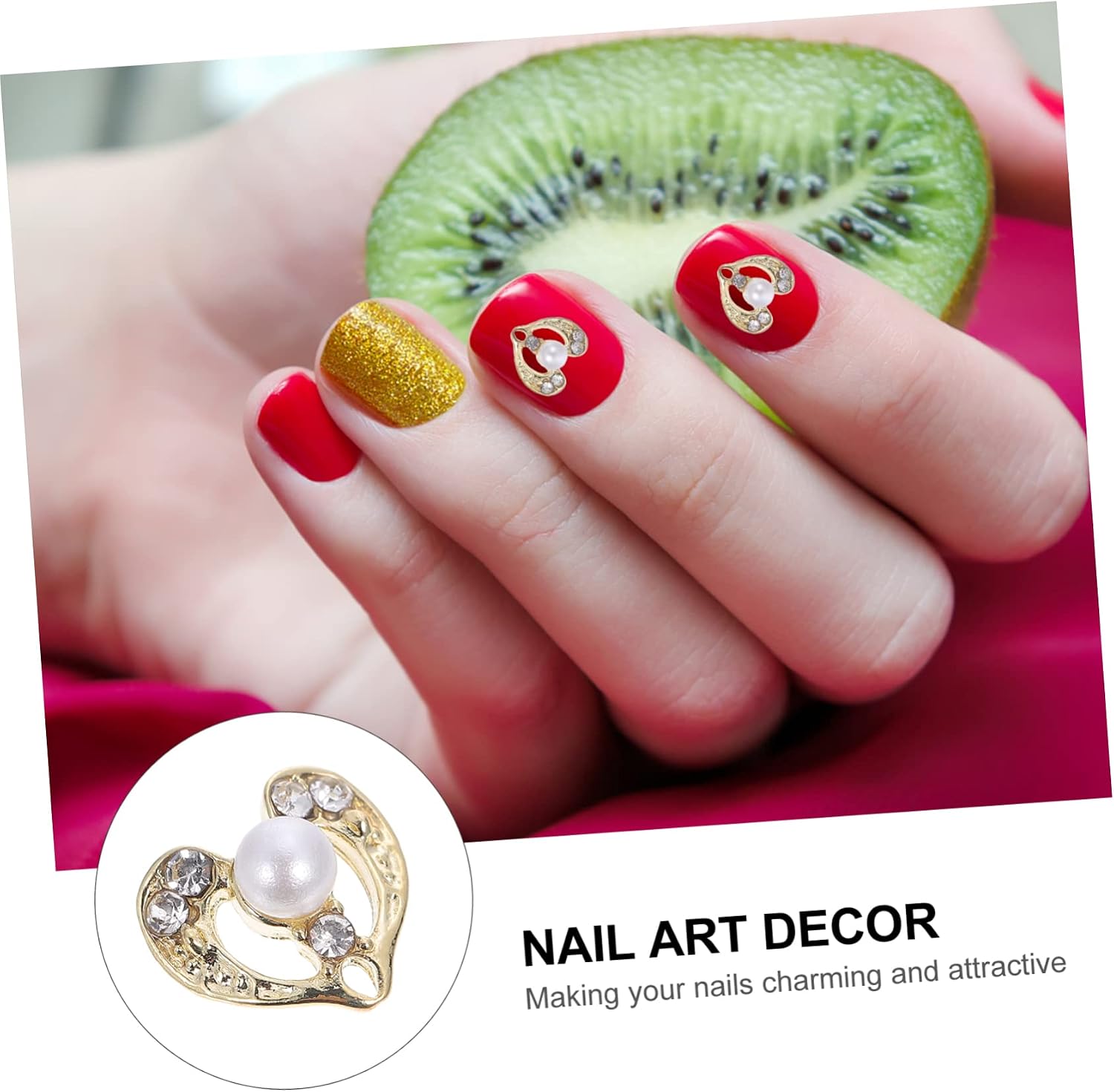 12pcs DIY Heart Shape Manicure Jewelries Nail Art Rhinestones Nail Stones for