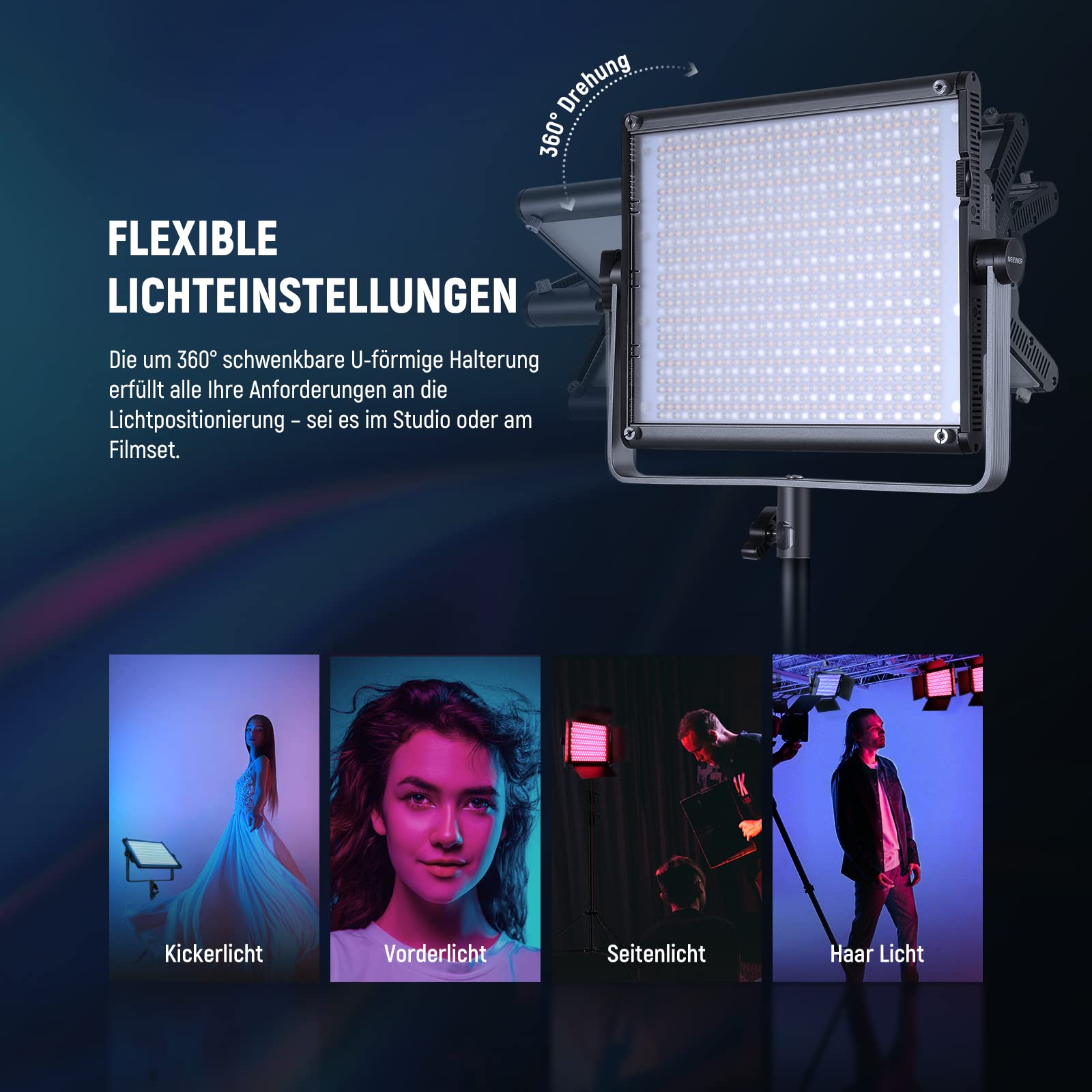 Neewer RGB1200 60W RGB LED Videoleuchte Panel mit APP/2 – Bild 8