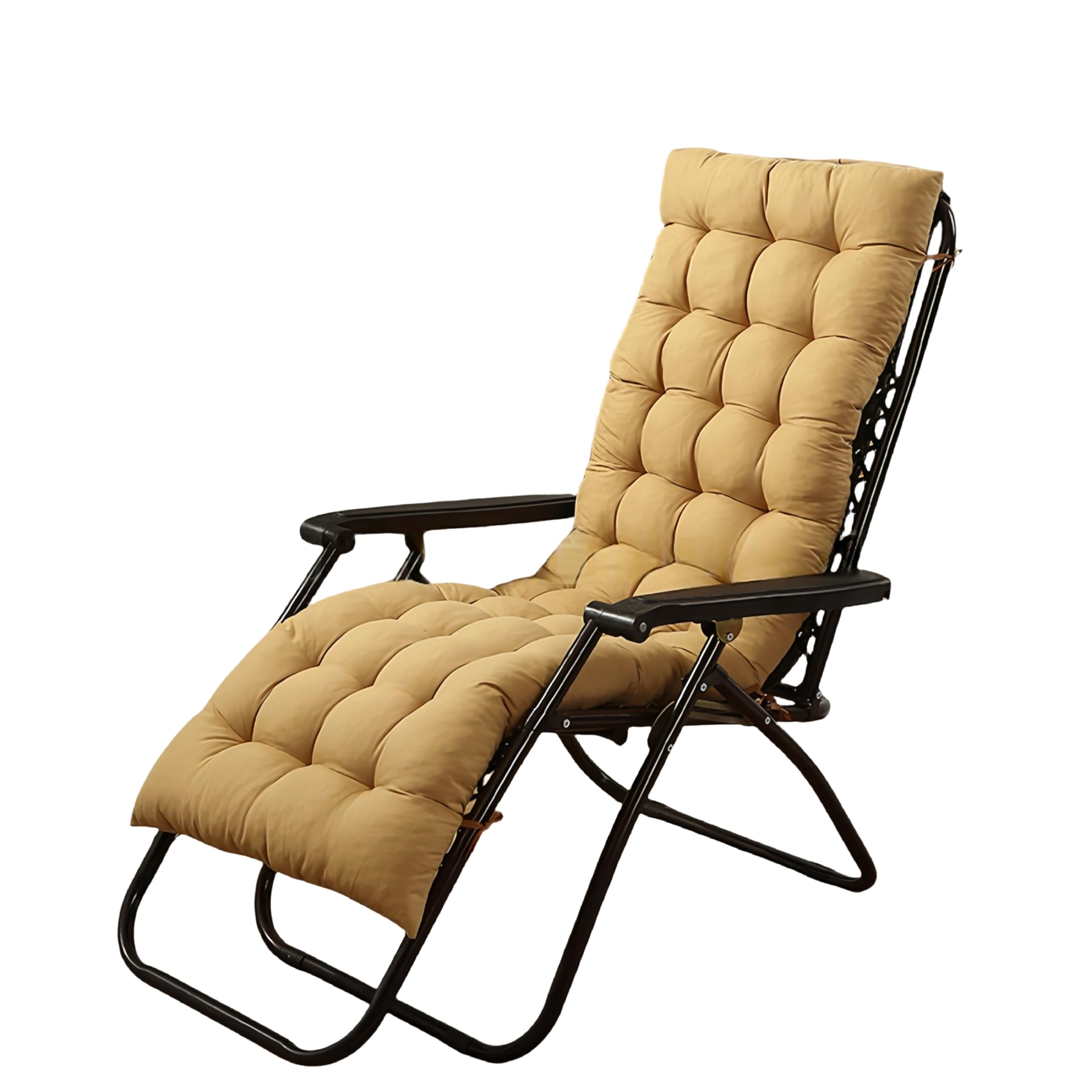 Surwin Solid Color Sun Lounger Cushions Only, Soft Recliner Cushions Thick 8cm lounger Seat Pads for Indoor Outdoor Patio Yard Beach Garden (Beige,53x178cm)
