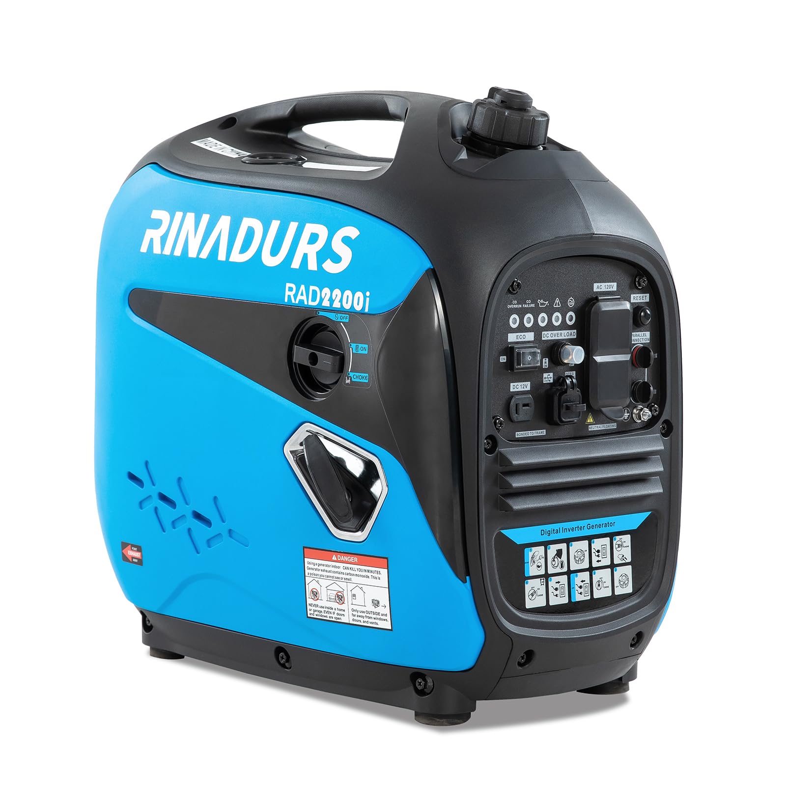 Generatore inverter da 2200 W, silenzioso e portatile, adatto per alimentazione di backup in casa, campeggio all'aperto ultimo intervento e cantieri. Conforme all'EPA