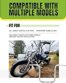 Green-L 1 1/4 Ape Hanger 14 Rise Handlebars Fit for Harley Sportster XL883 XL1200 Softail FLST FXST Custom Motorcycle 1.25 Handle Bar