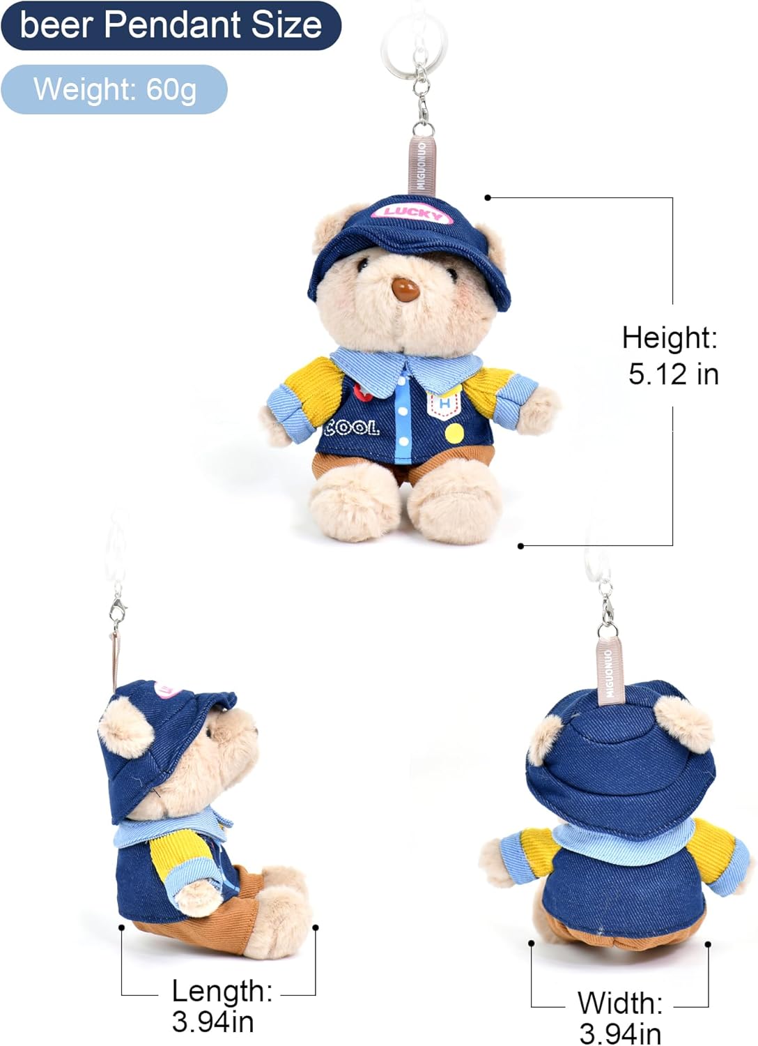 Cute Plush Teddy Keychain – Bag & Car Charm, Multi-Use Key Ring, Gift for Women & Friends, Birthday or Christmas - Image 2