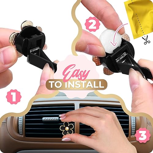 Miniatura 10 de Accesorios de coche para niñas, ambientador de coche, decoración rosa para adolescentes, mujeres, bonitos clips de ventilación, decoración estética