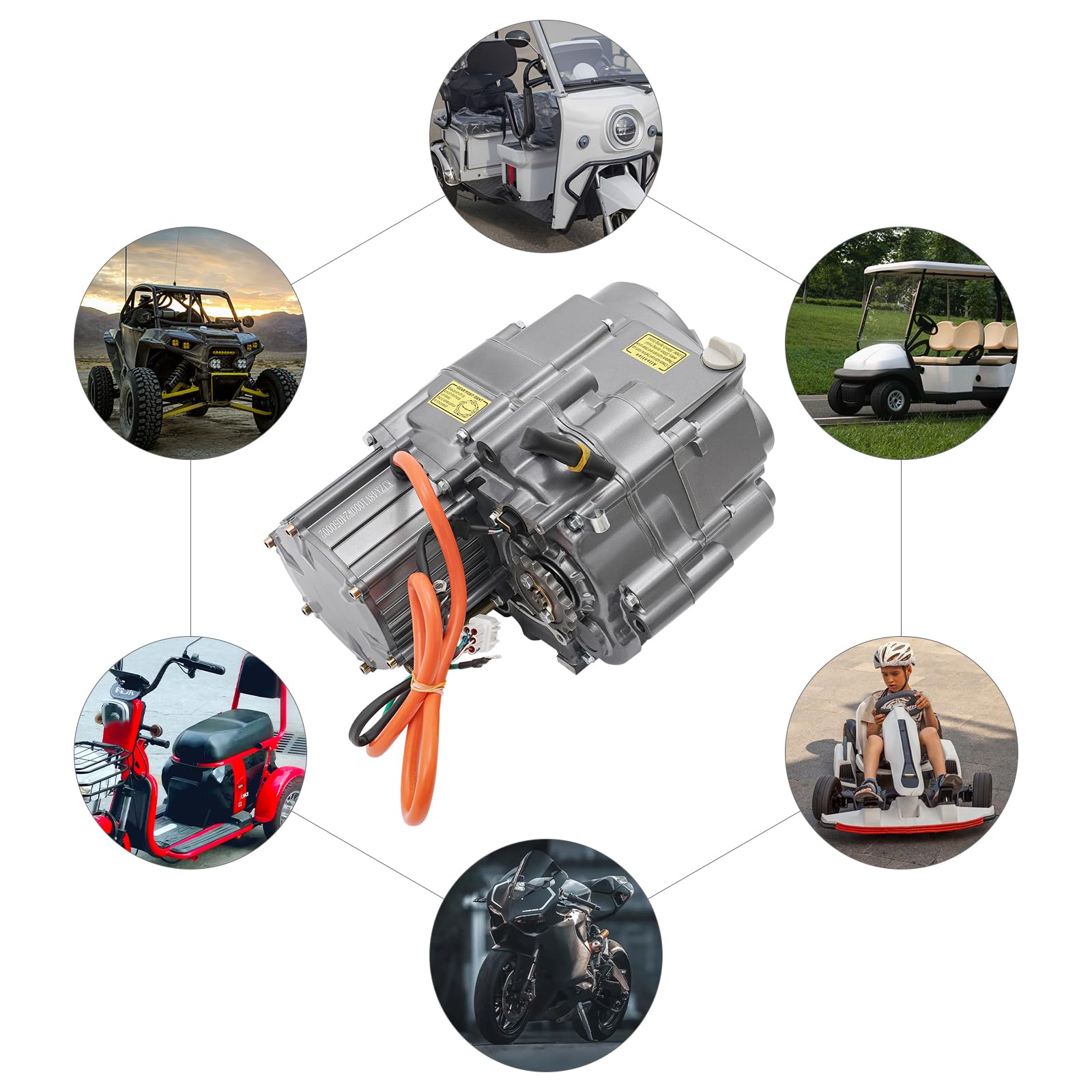 Kit de conversion moteur CC sans balais 48 V 1000 W en aluminium - Dissipation efficace de la chaleur - Embrayage automatique à 4 vitesses - Marche au ralenti - Marche arrière - Régulateur - Poignée