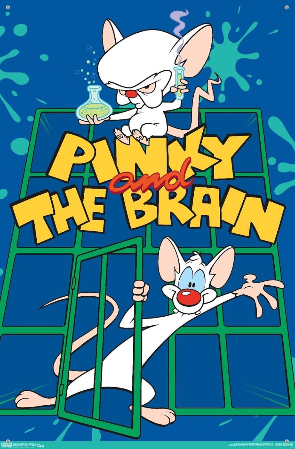 Trends International Pinky And The Brain - Key Art Wall Poster, 22.37" x 34.00", Premium Poster & Push Pin Bundle