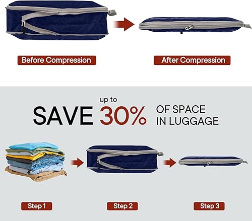 Miniatura 3 de TrendySupply Cubos de embalaje de compresión para viajes, cubos de embalaje y organizadores de viaje (4 azul liso)