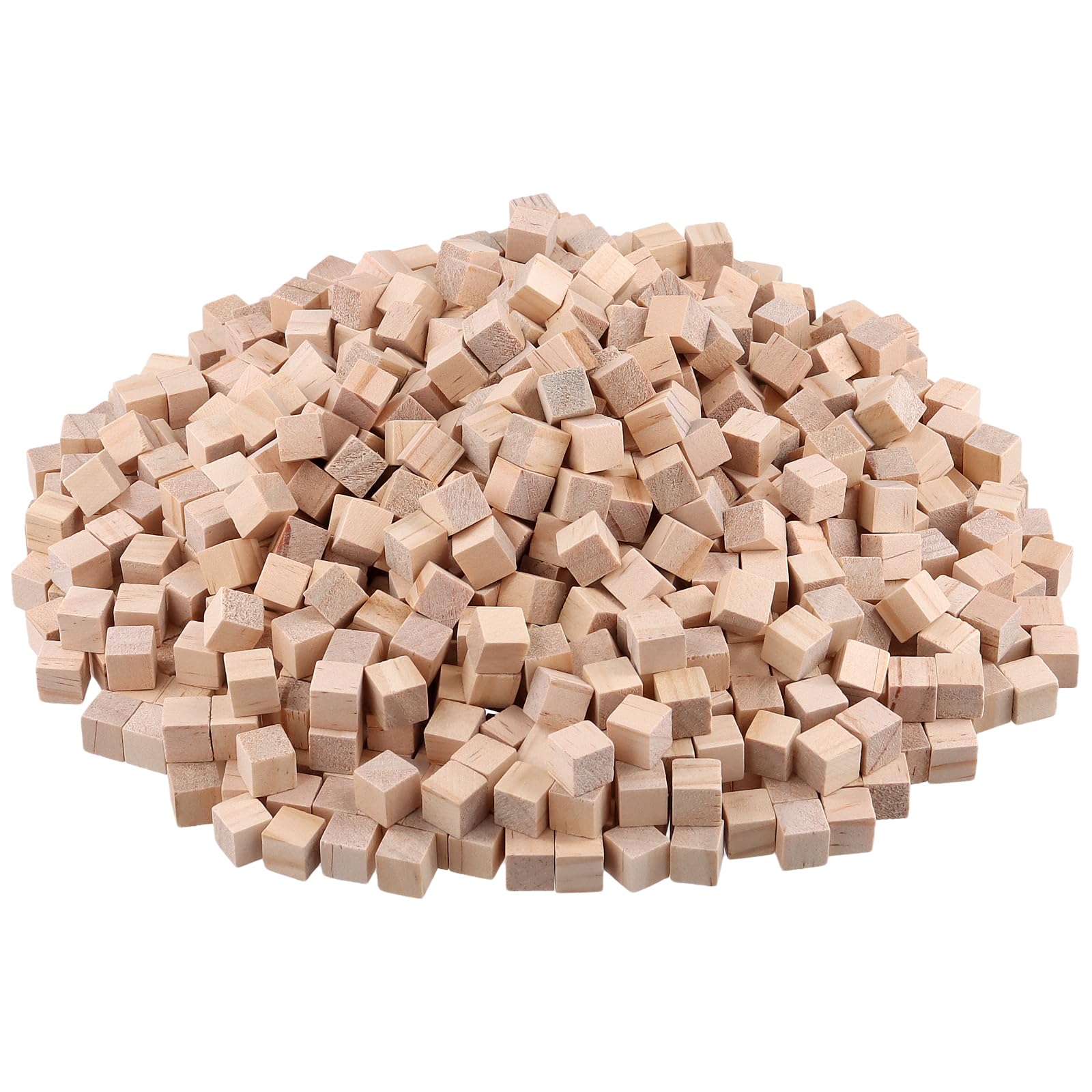 JIAYUET 800 PCS 10mm Small Wooden Cubes, 1cm Mini Unfinished Square Wood Blocks for Craft, DIY Art, Decoration