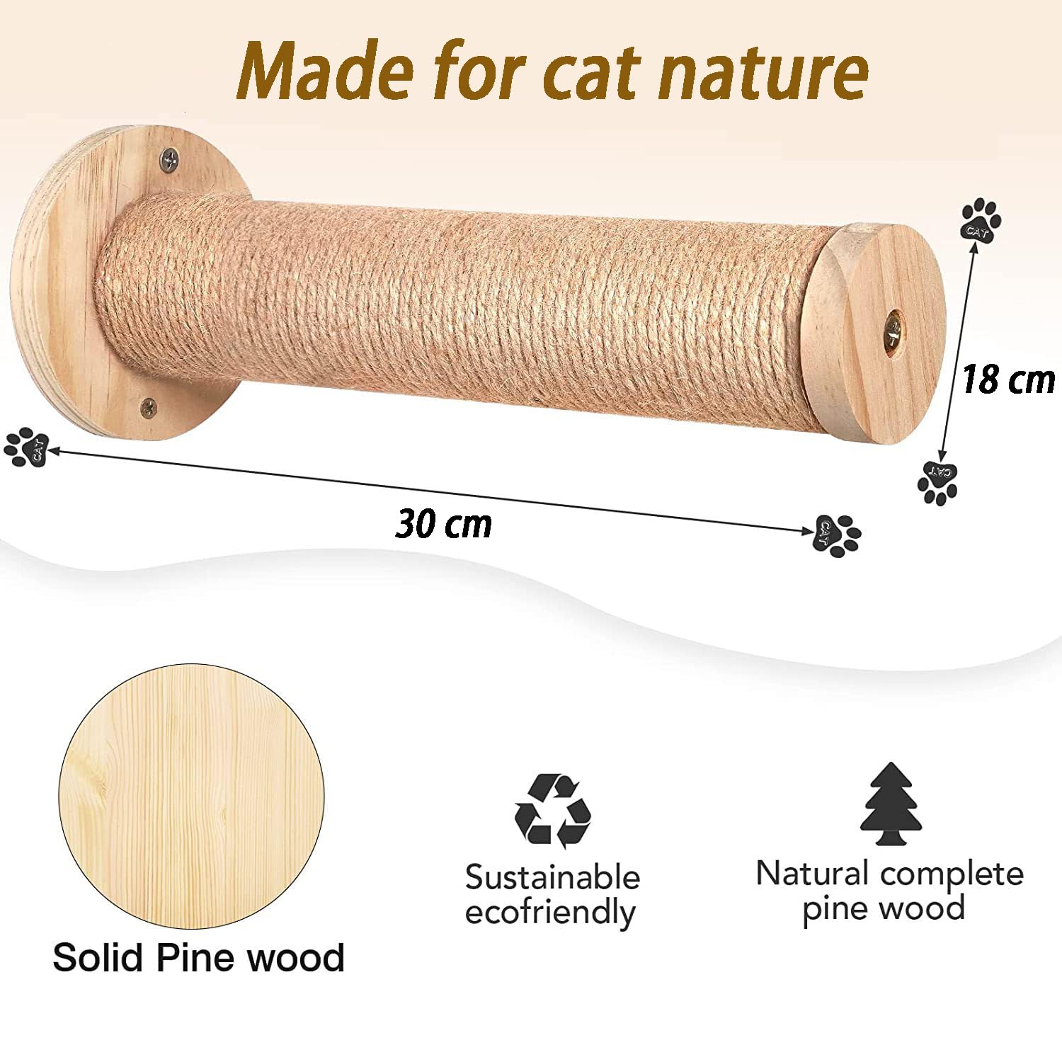 Katzenhängematte Wand,Katzenbretter Für Die Wand,Cat Bed for Climbing Made of Natural Wood(Beige),Ultra-Stabil,Mit Schlafbereich,Geeignet Für Alle Katzen Und Kätzchen in Der Richtigen Größe,3 PCS