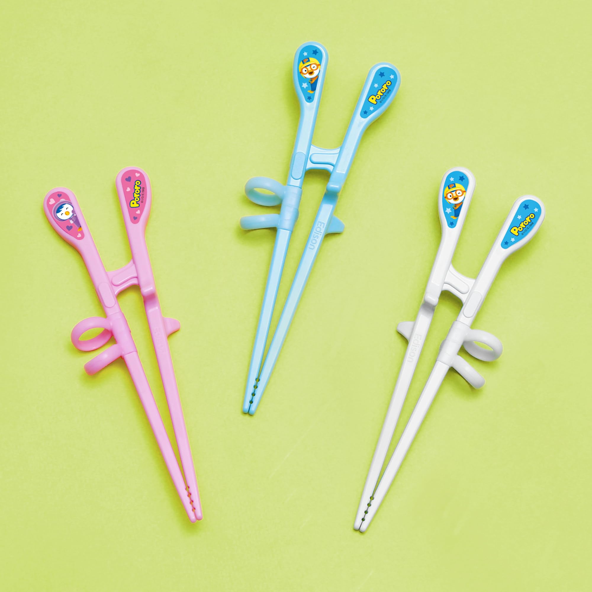 Edison Pororo Training Chopsticks for Right Handed 2 Step, Blue
