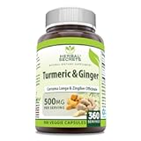 Turmeric & Ginger 500 Mg Veggie Capsules Supplement | Non-GMO | Gluten Free | Made in USA (1 Pack, 360 Count)