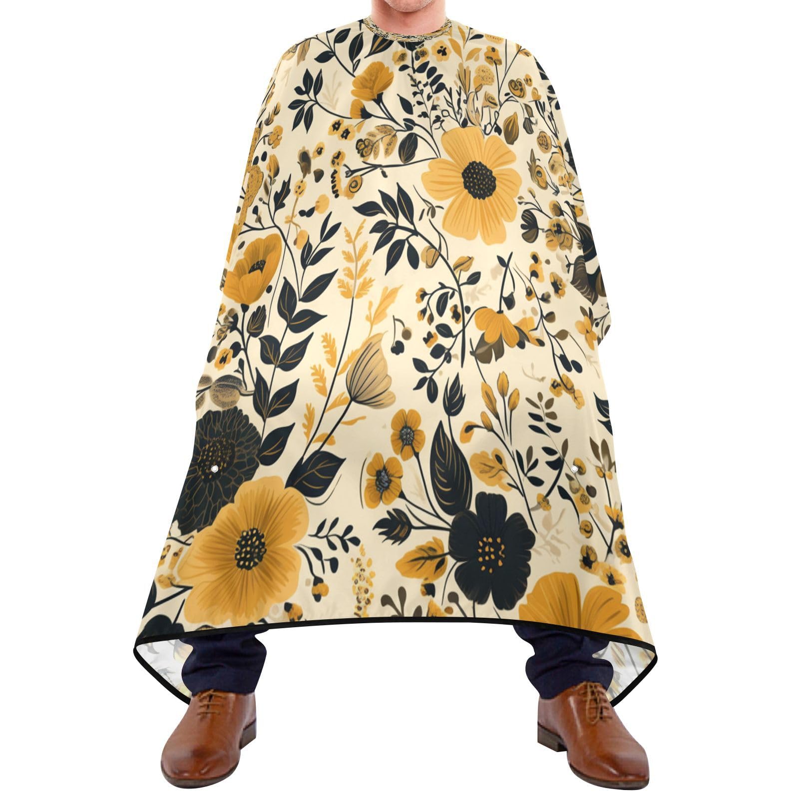 Kigai Yellow Flowers Hair Cutting Cape for Men & Women Waterproof Barber Cape Professional Hairdressing Salon Styling Apron with Adjustable Closure Snap