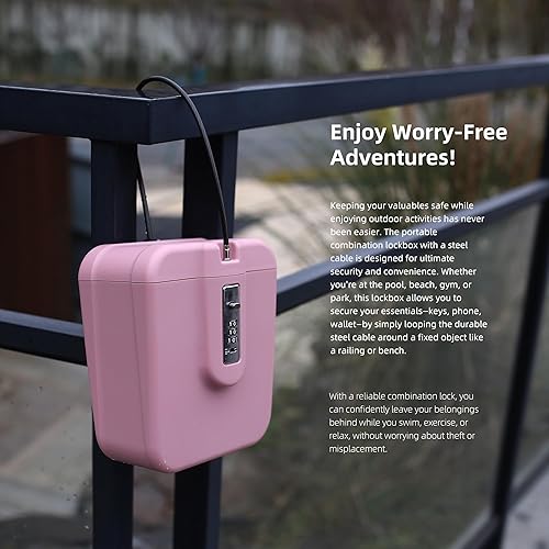 Miniatura 6 de Caja de seguridad portátil para vacaciones en la playa, cruise Essentials 2025, pequeña caja fuerte rosa para viajes, dormitorio universitario, caja