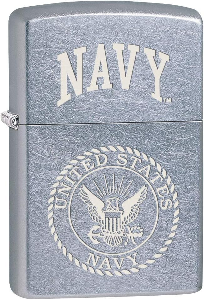 Zippo Lighter: Engraved U.S. Navy Logo - Street Chrome 80382