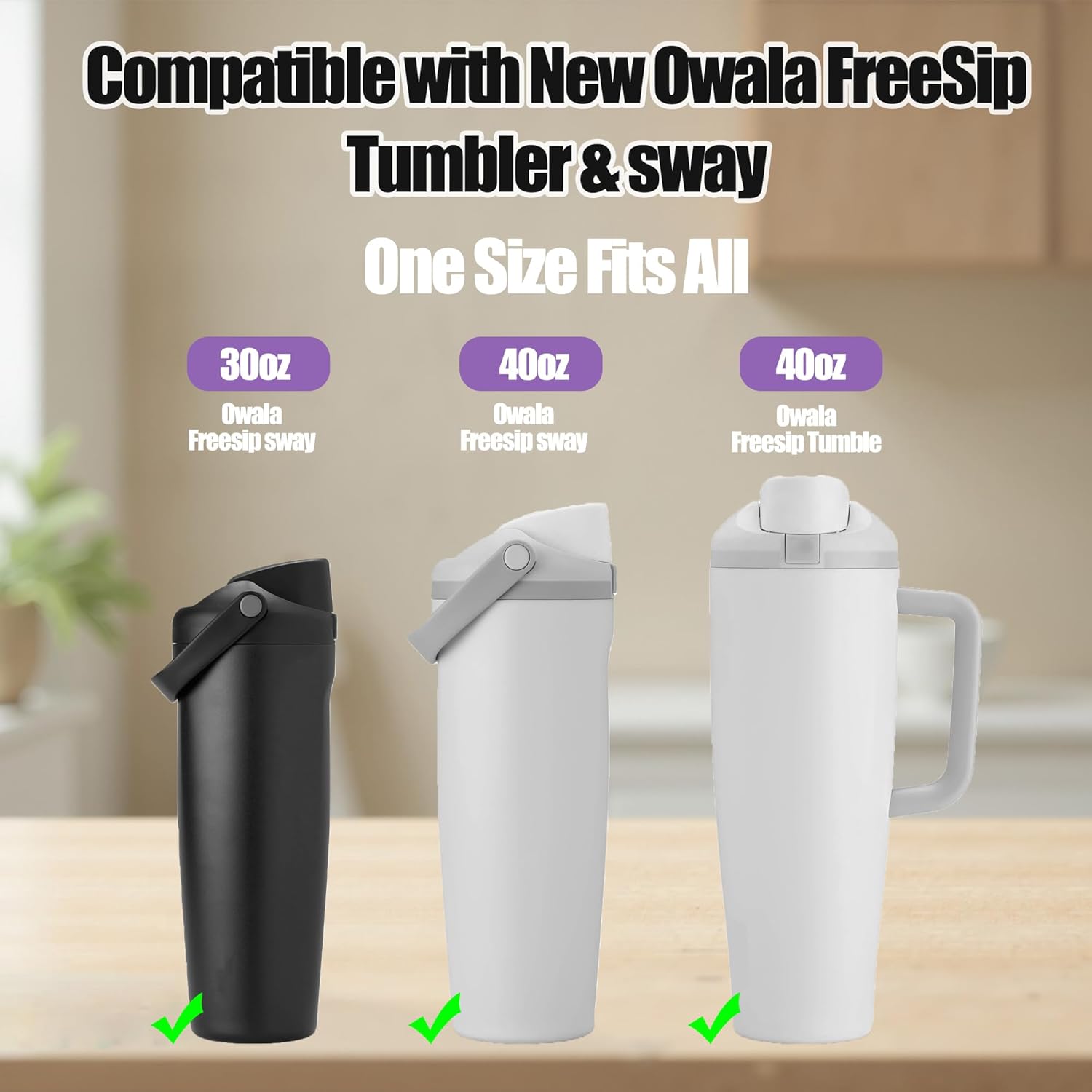 Silicone Boot Compatible with Owala 30oz & 40oz FreeSip Sway Bottles & Tumblers, Protective Anti-Slip Bottom Cover Sleeve for Freesip Sway Tumbler (Glitter Rose, Short-2PCS) - Image 4