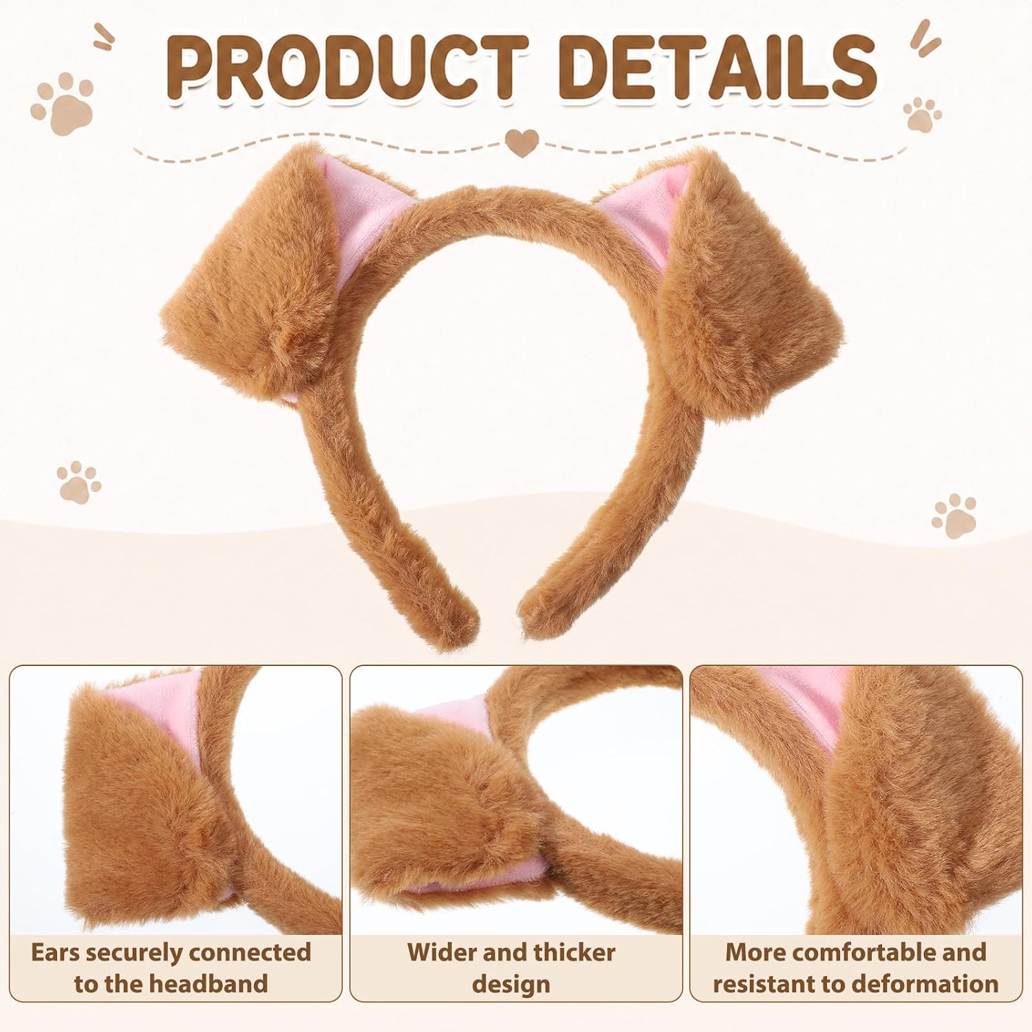 Dog Ear Headband for Adults, Halloween Cosplay Costume Accessory image 4