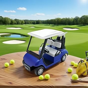 Diecast Golf Carts Toy, Golf Cart Decoration Model Miniature Golfs Buggy Elegant Desk Ornament, Miniature Gifts Kids Car Toy Friction Powered Golfs Cart Ornament Scale Toys (Blue)