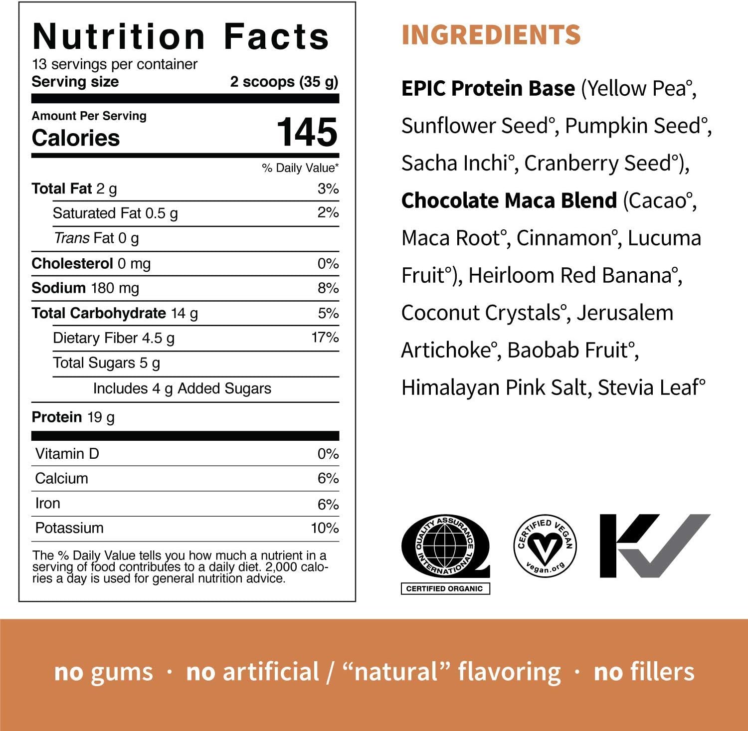 Sprout Living's Epic Protein, Plant Based Protein & Superfoods Powder, Chocolate Maca Powder | 19 Grams Organic Protein Powder, Vegan, Non Dairy, Non-GMO, Gluten Free, Low Sugar (1 Pound, 13 Servings) : Health & Household