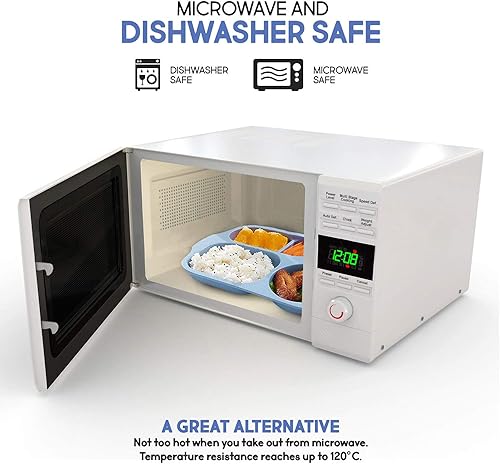 Miniatura 3 de shopwithgreen Platos divididos para niños y adultos, platos de control de porciones de paja de trigo irrompibles de 12 pulgadas, bandejas de