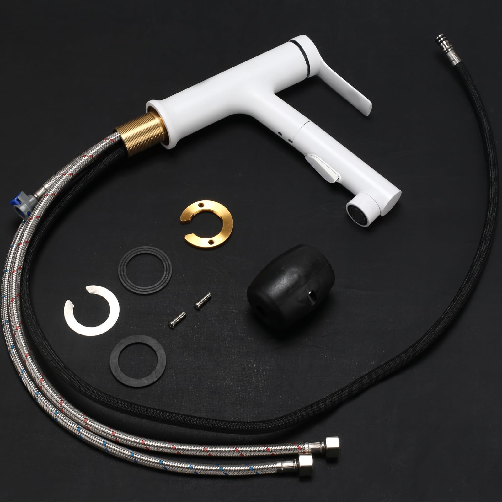 Rubinetto con Doccetta Estraibile a 3 Modalità Rubinetto Bagno Lavabo Miscelatore Monocomando Caldo e Freddo Aeratore Doccino per Lavandino Bianco