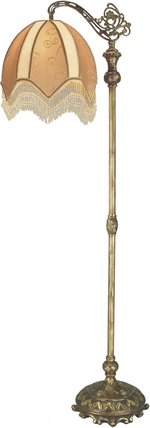 Dale Tiffany PF50015 Victorian Downbridge Floor Lamp, Antique Brass and Fabric Shade