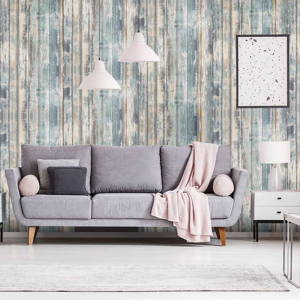 Pellicola Adesiva Per Mobili Rustica - Blu Legno, 44cmx10m, Vinile Rimovibile, Per Cucina E Pareti - Foto 5