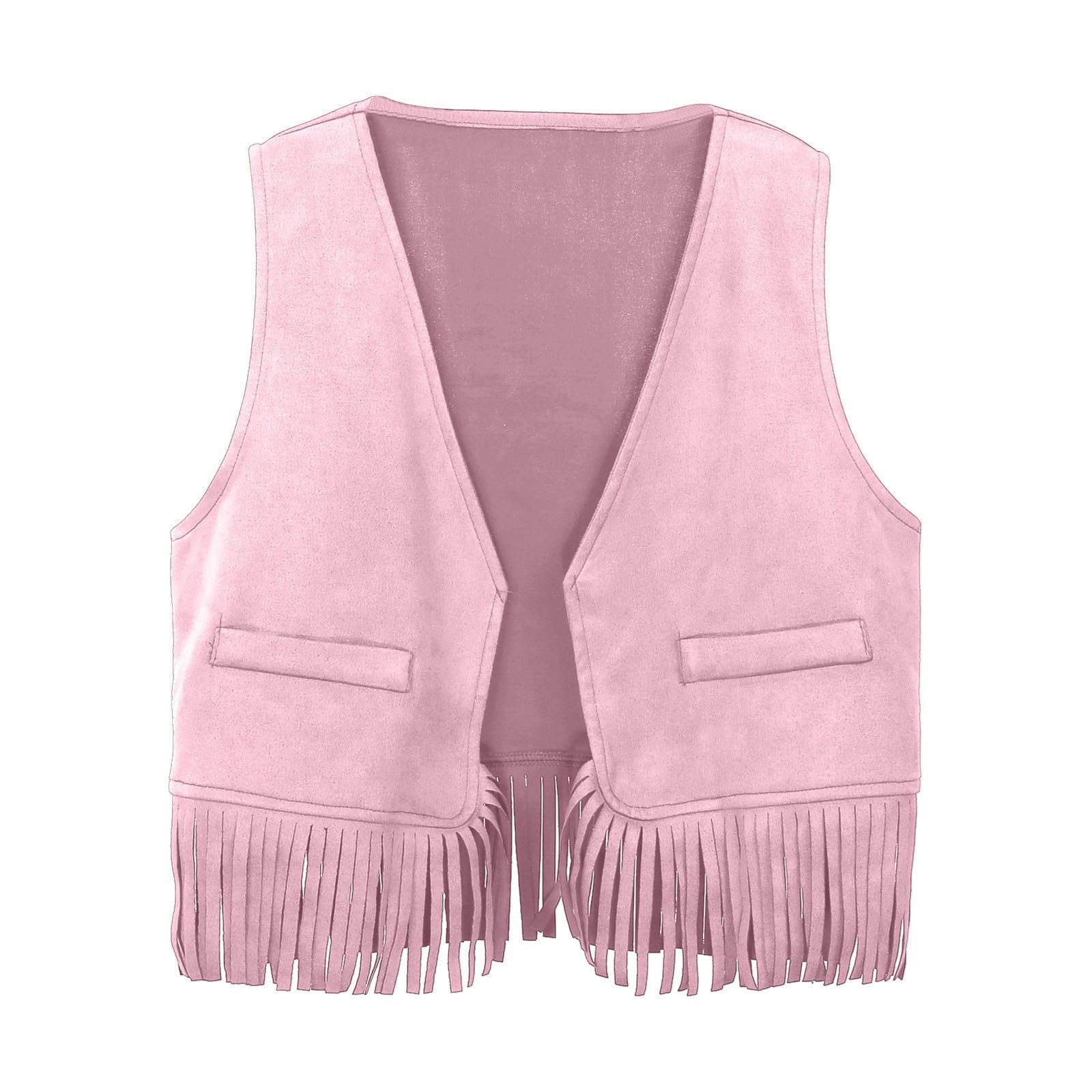 2026 - Boys Girls Western Cowboy Cowgirl Outfits Front Open Fringe Vest Party Dress Up Tassel Fringe Waist Coat Tops Costume T-Shirt