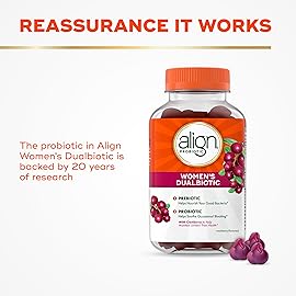 Align Probiotic, Women\'s Dualbiotic, Womens Probiotic Gummies, Prebiotics and Probiotics for Women, with Cranberry for Urinary Tract Health*, Cranberry Flavor, 90 Gummies