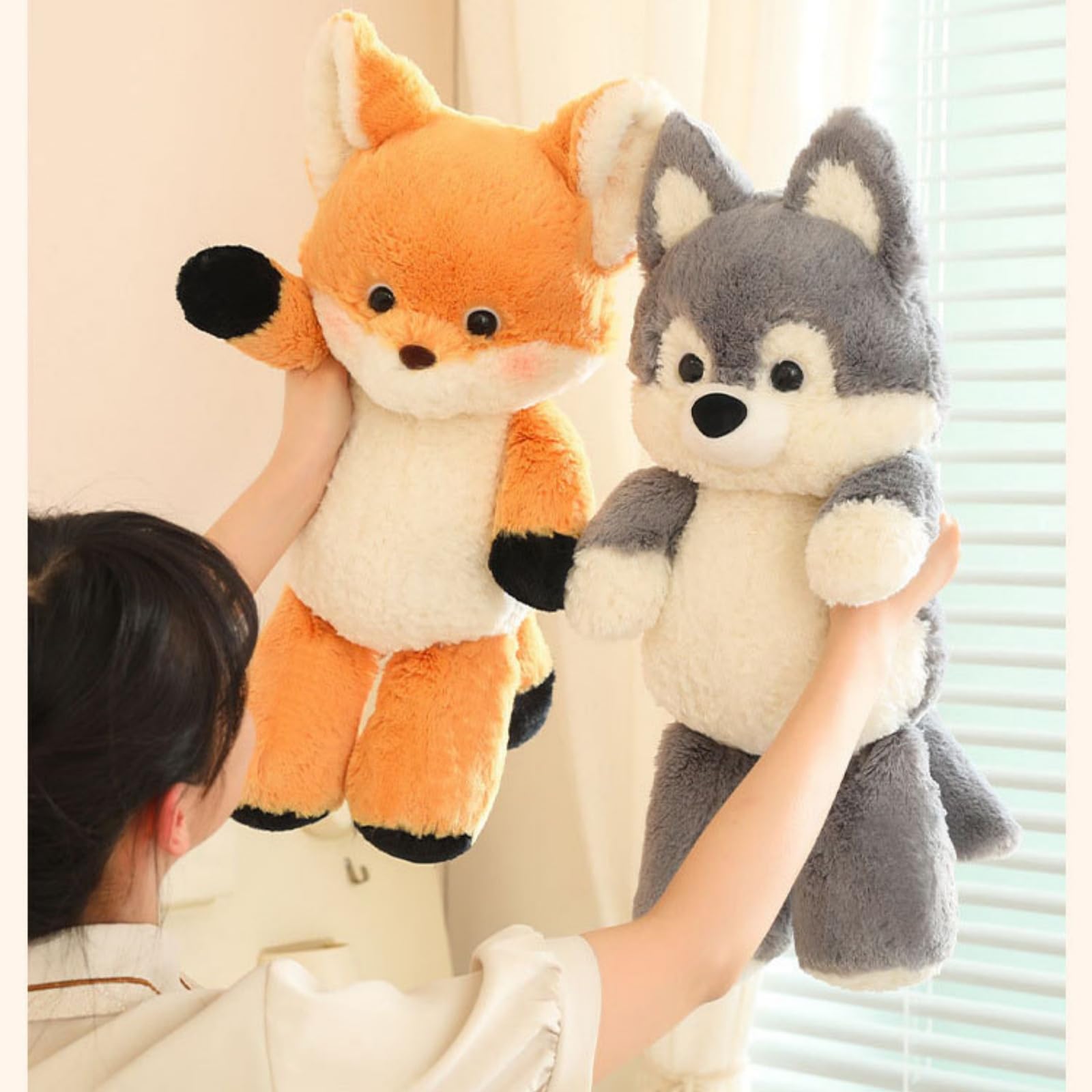 Kuscheltier Fuchs, Fuchs Wolf Plüschtier Stofftier Spielzeug, Weiche Niedliche Kuscheltier Fuchs, Fuchs Wolf Plüsch Spielzeug, Geschenk für Kinder Jungen und Mädchen (65cm,Orange)