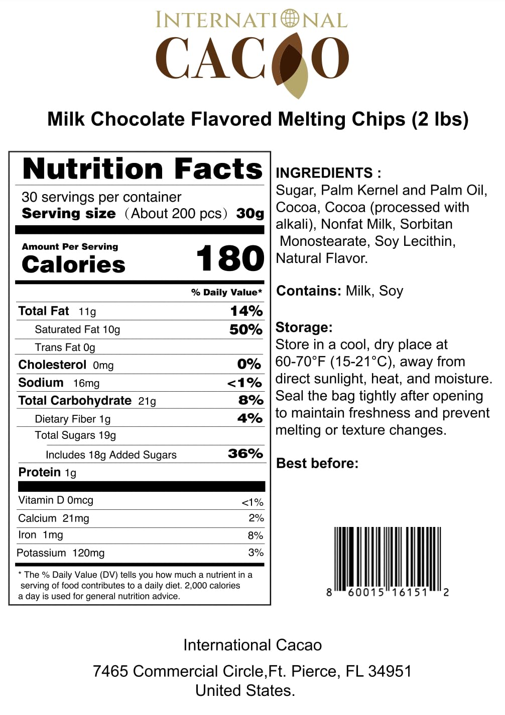 Milk Chocolate Flavored Melting Chips