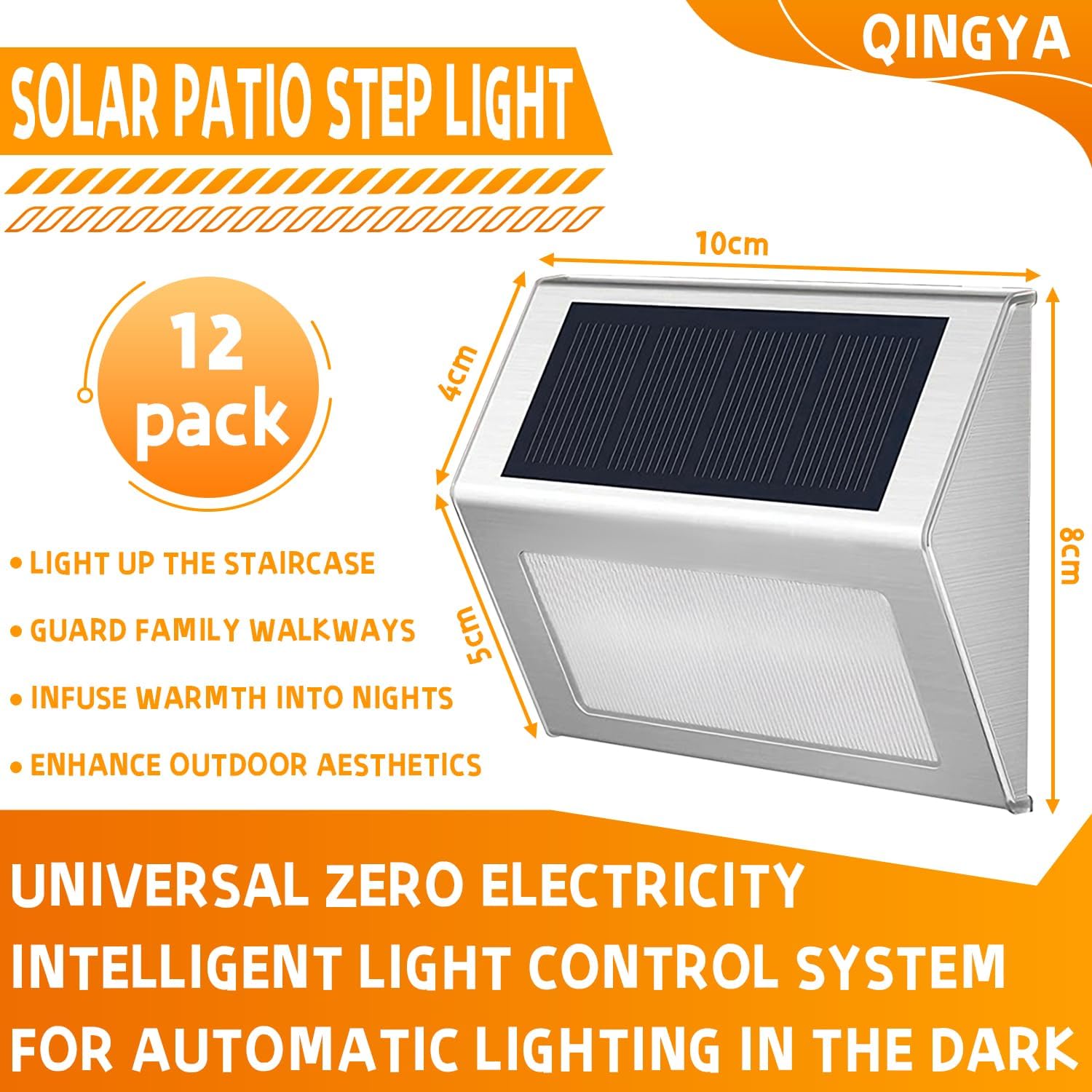 12 Pack Solar Step Lights for Outside Solar Stair Lights Waterproof IP 65 Led Outdoor Deck Lights,Cool White Lights