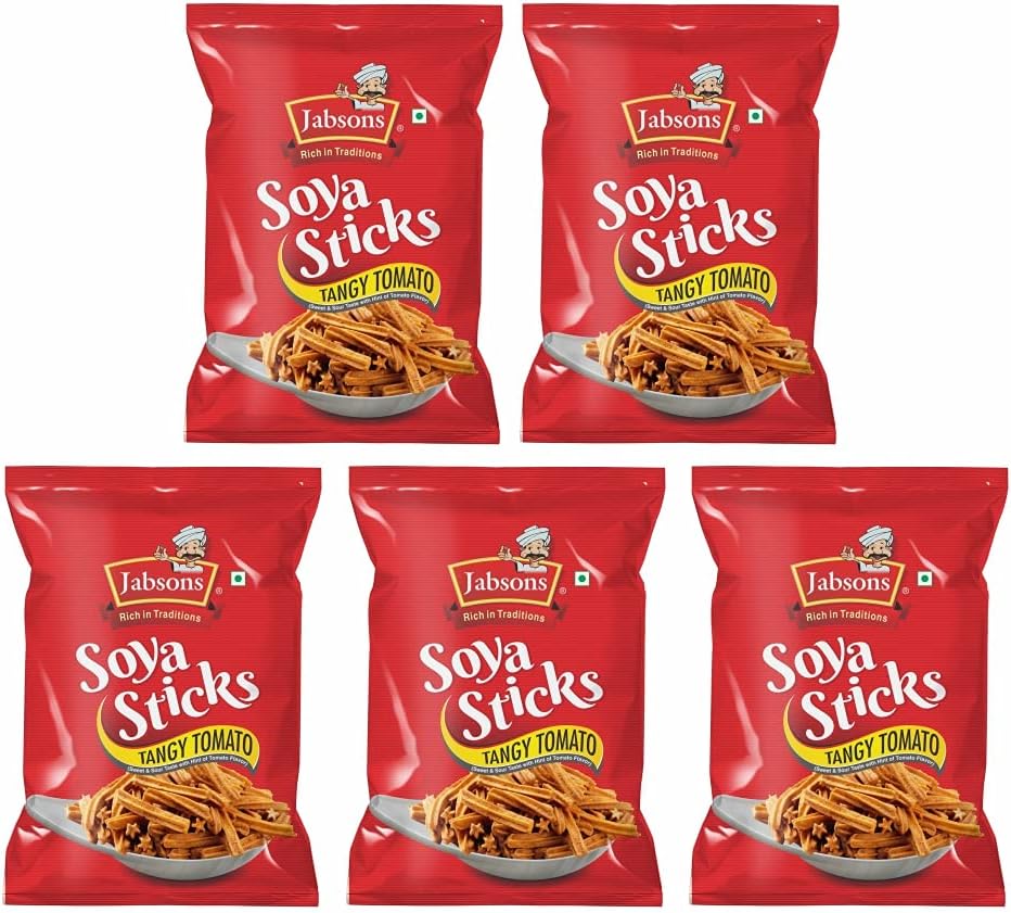Jabsons SOYA Sticks Tamgy Tomato 180g (Pack of 5)
