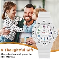 Vista 5 de Reloj analógico para niños, resistente al agua, para enseñar el tiempo, para niños y niñas, correa suave para aprender