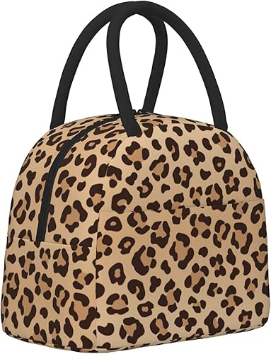 Miniatura 9 de Fiokroo Bolsa de almuerzo con estampado de leopardo, reutilizable, aislada, para escuela, trabajo, universidad, viajes al aire libre, picnic, 10 l